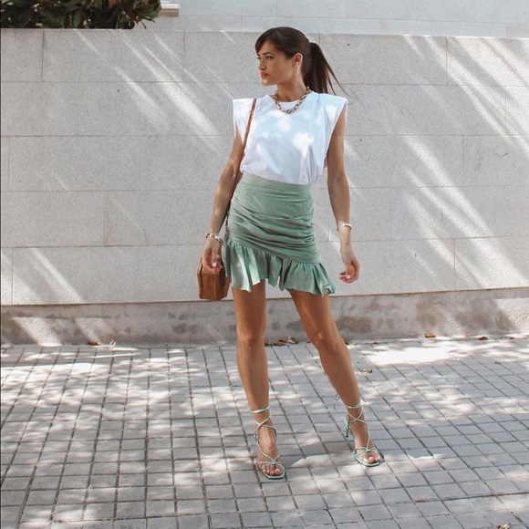 Zara drapped mini skirt sea green blogger favorite - Picture 7 of 9